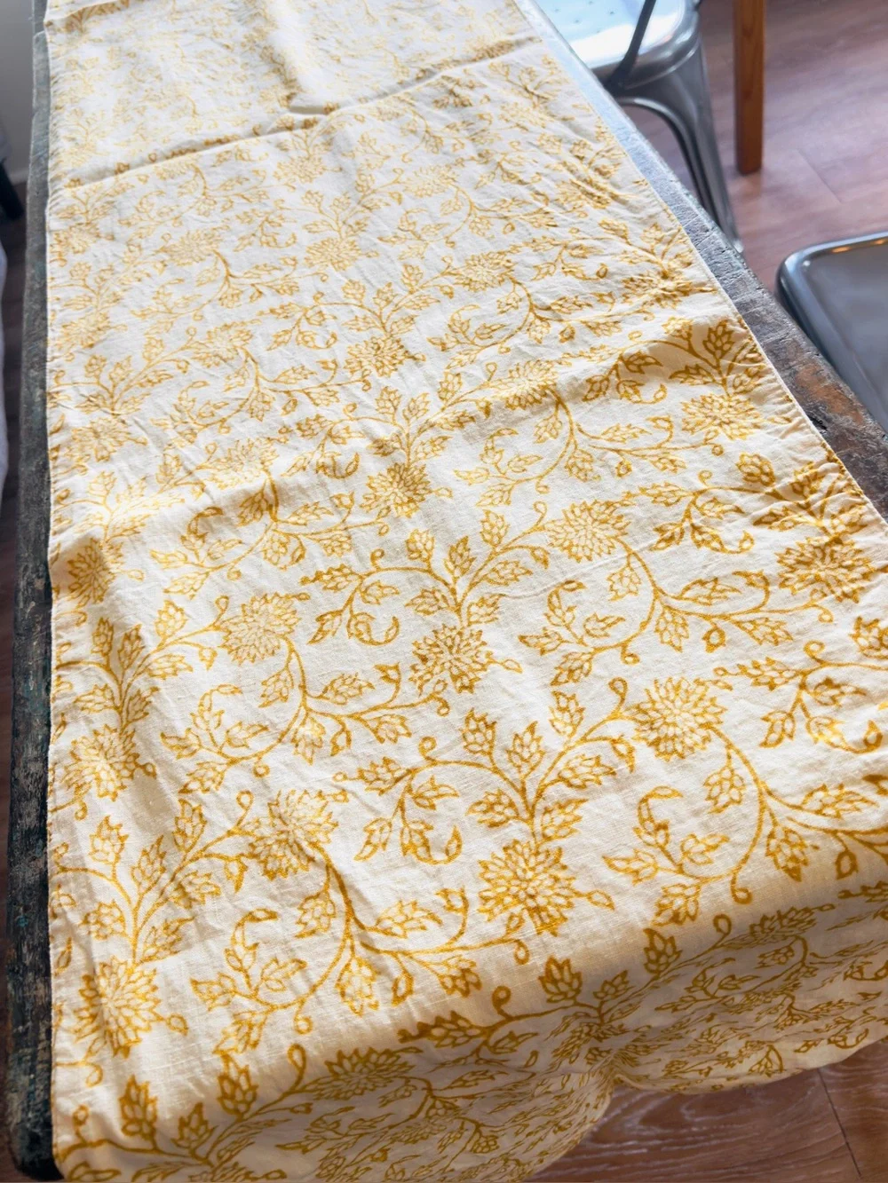 Gold Fall Themed Table Runner, 102” x 16”, Thanksgiving and Autumn Table Decor